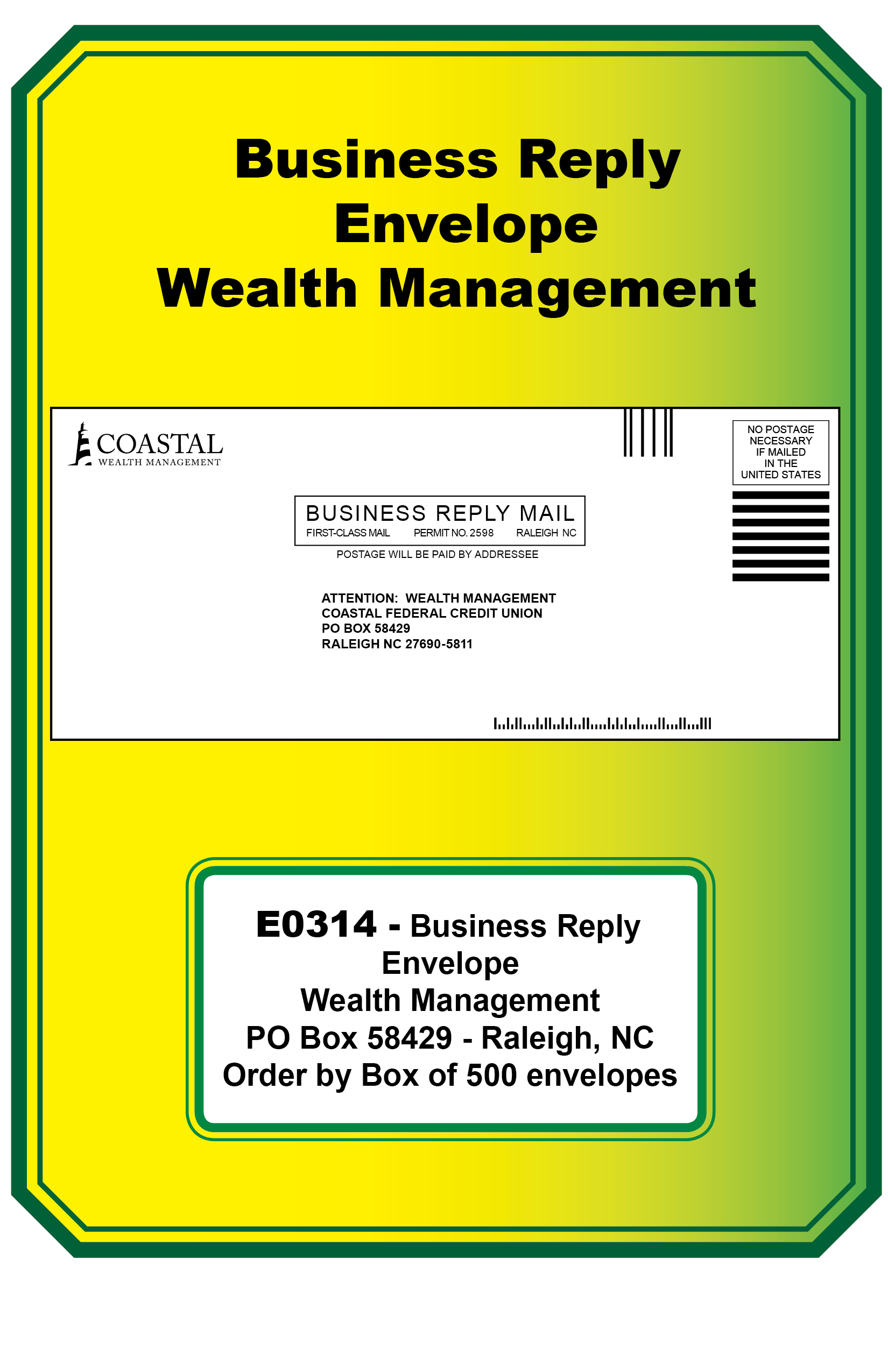 Business Reply Envelope (Wealth Management)  (<b>Order By:Box of 500 envelopes<b>)